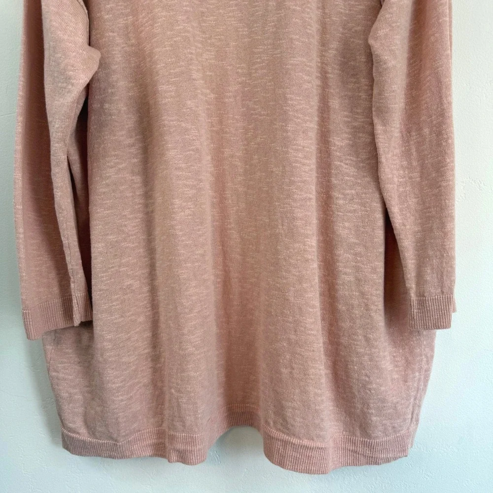 Eileen Fisher Cardigan XL Pink Organic Linen Open Front Minimalist Lagenlook